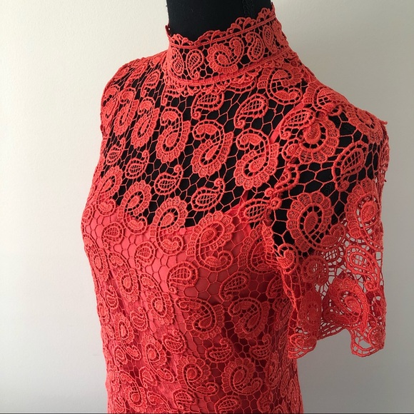 Coral knit cap sleeve dress - Picture 2 of 10